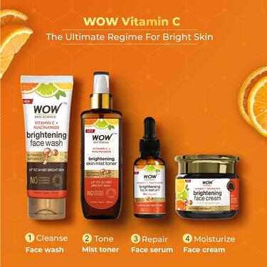 WOW Skin Science Brightening Vitamin C & Niacinamide Face Wash | For Brighter Glow | Paraben & Sulphates Free | Face Wash for Women & Men | 100 ml